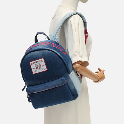 Mochila Feminina Casual Jeans Vintage Urbana Passeio