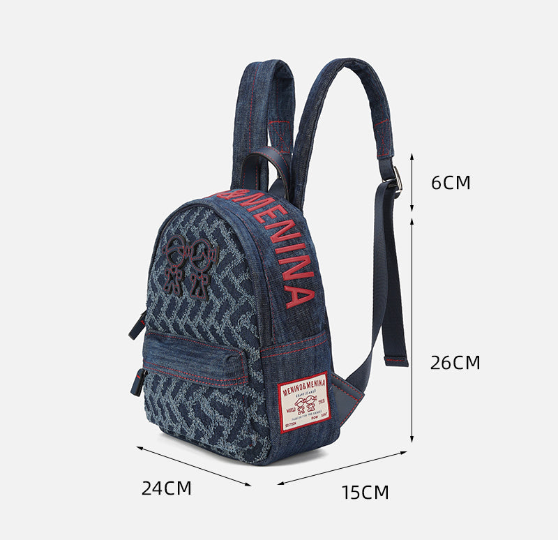 Mochila Jeans Casual Feminino Vintage