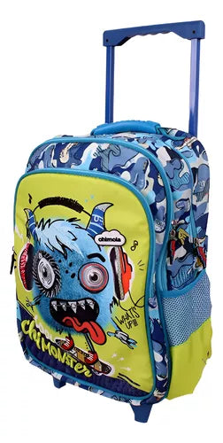 Mochila Rodinha Infantil Escolar Masculino Monstrinho