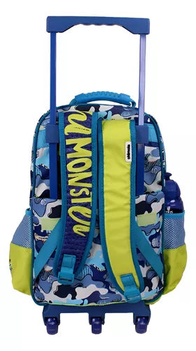 Mochila Rodinha Infantil Escolar Masculino Monstrinho